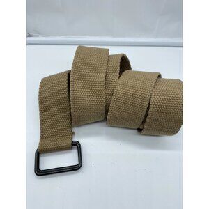 Men's Tan Beige Khaki Woven D Ring Belt Size XL End to End 49"